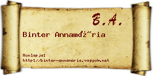 Binter Annamária névjegykártya
